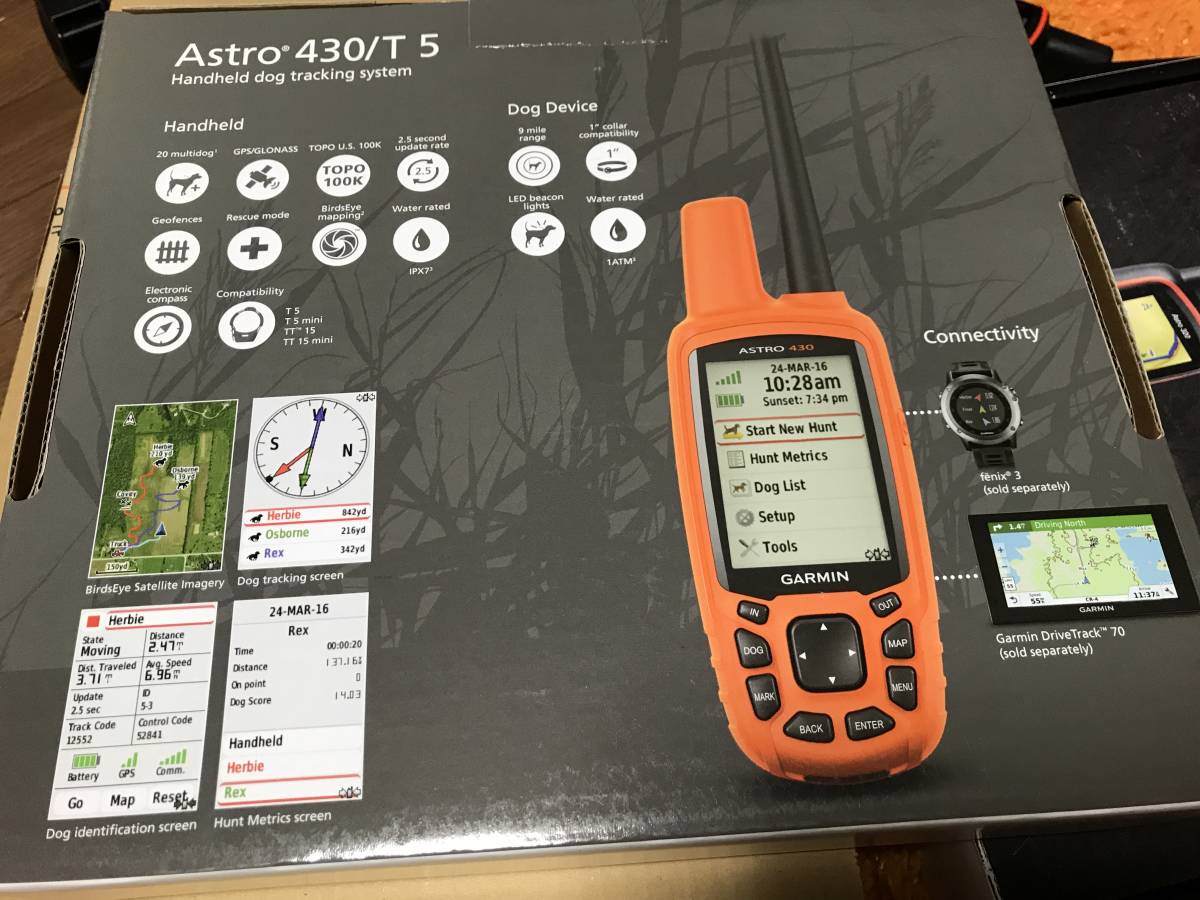 新品! GARMIN Astro430を1台、T5首輪を2台のセット 箱なし【完全日本語版/取扱い説明書付】( ガーミン アストロ 320 DC50 T5)_画像2