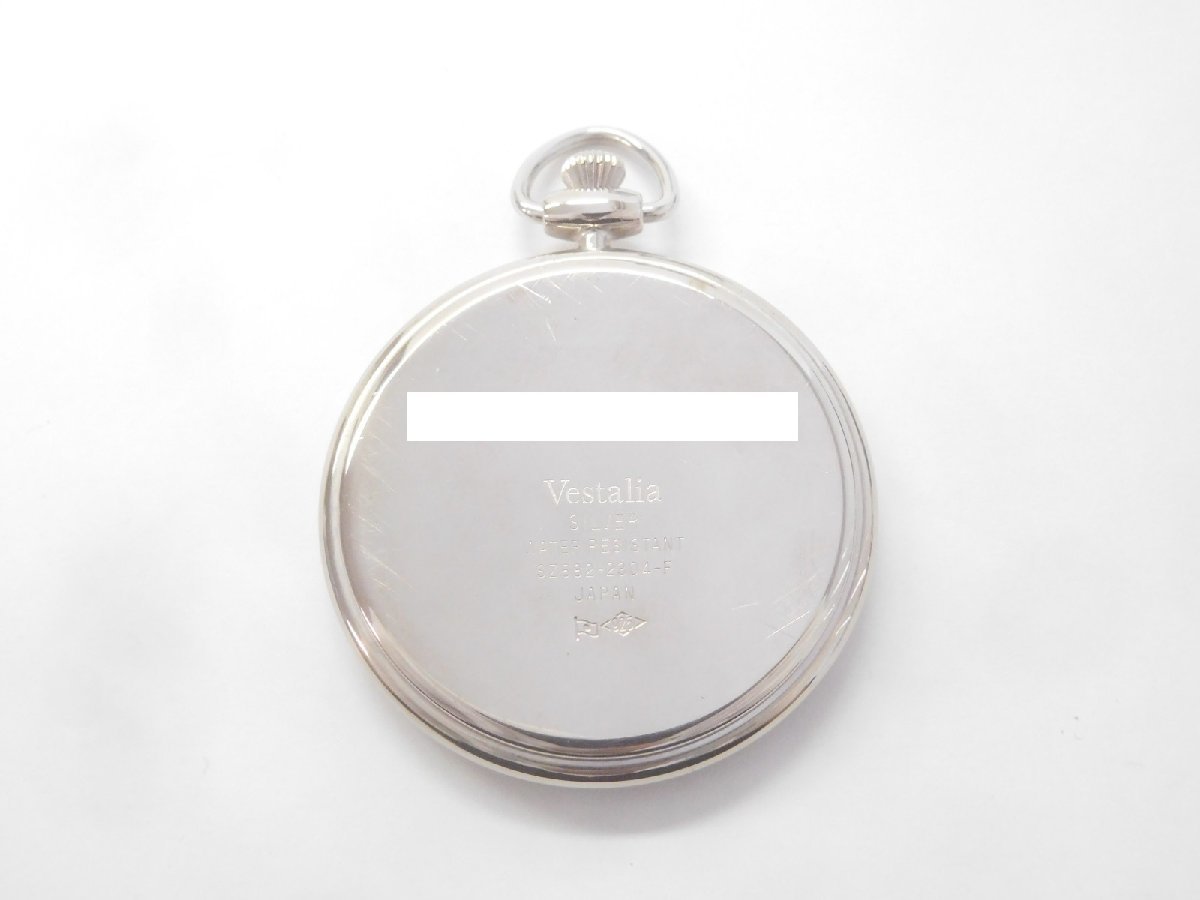 ■ Vestalia ヴェスタリア SZ682-2304-F 懐中時計 クォーツ式 銀無垢 SILVER 925 刻印あり 約34.6g チェーン/ケース付属の画像5