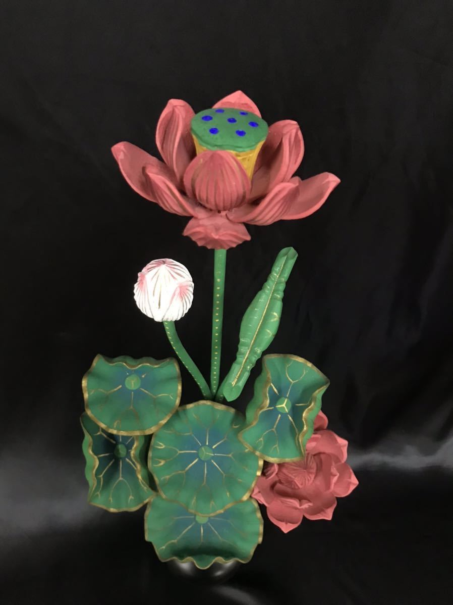 常花 木製 仏具 木蓮華 極彩色 9本立 長期在庫 展示品 item 常花 木製 仏具 木蓮華 極彩色 9本立 長期在庫 展示品 item
