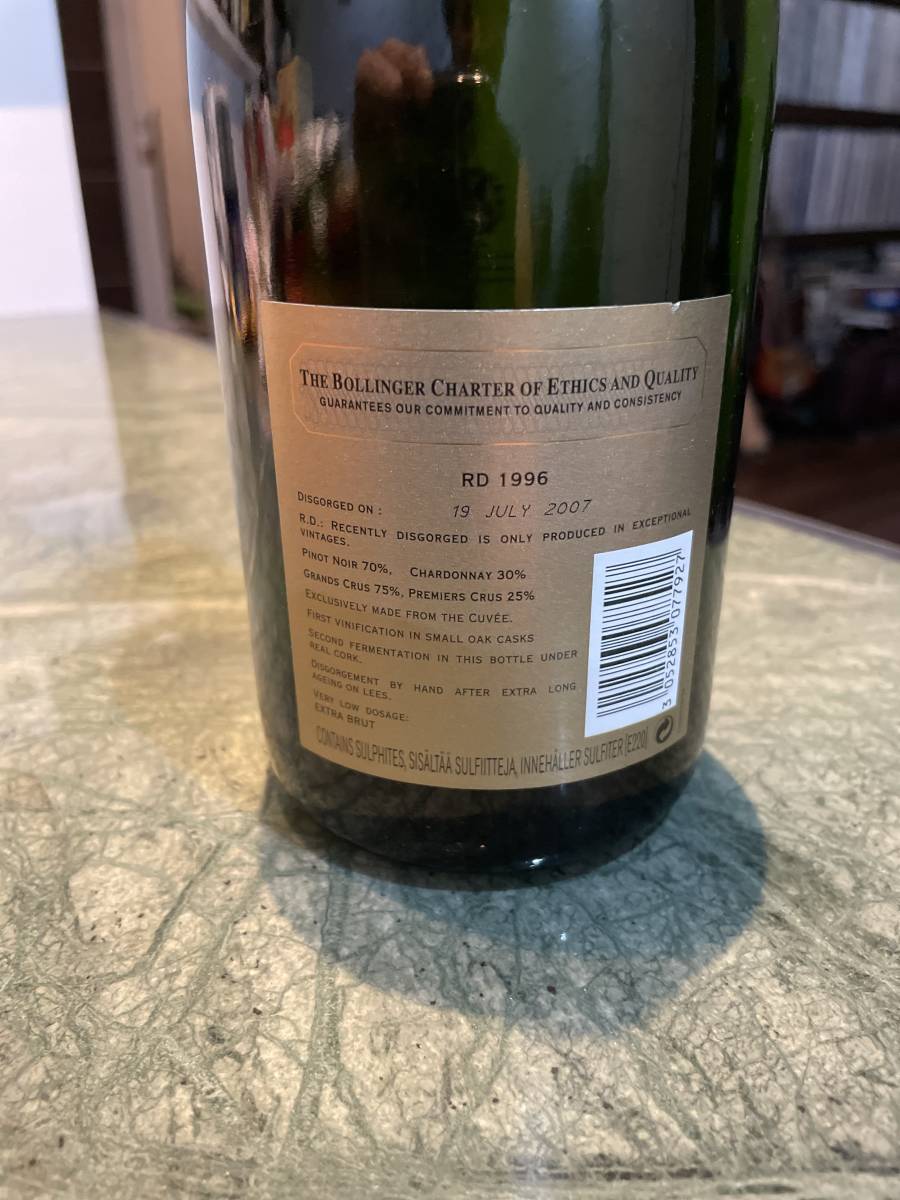 【未開栓】 1996 BOLLINGER R.D. EXTRA BRUT ボランジェ