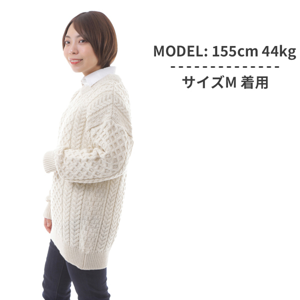 【サイズS】 アランクラフト Aran Crafts ウールニットセーター ナチュラル Merino Crew Neck Sweater MADE IN IRELAND アイルランド製_画像8