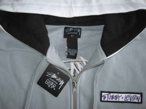 ★新品 ハワイ限定 STUSSY×LEILOW FULLZIPHOOD GREY ステューシー レイロウ フルジップスウェットパーカー L スカル HAWAII JulesGayton★_画像3