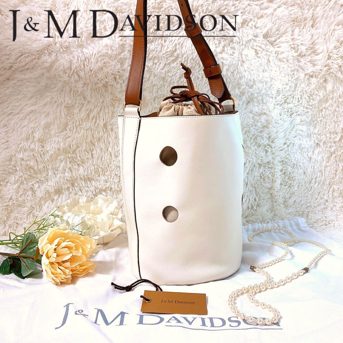 新規購入 J&M DAVIDSON ベージュ JOY ワンハンドル メッシュ バケット