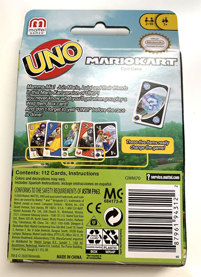 Mario Kart (マリオカート) UNO (ウノ) カードゲーム_画像2