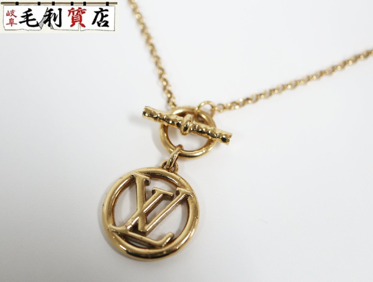 ルイヴィトン LOUIS VUITTON ネックレス コリエ・ベイビールイーズ LVサークル チャーム ゴールド M00598 美品 アクセサリー_画像1