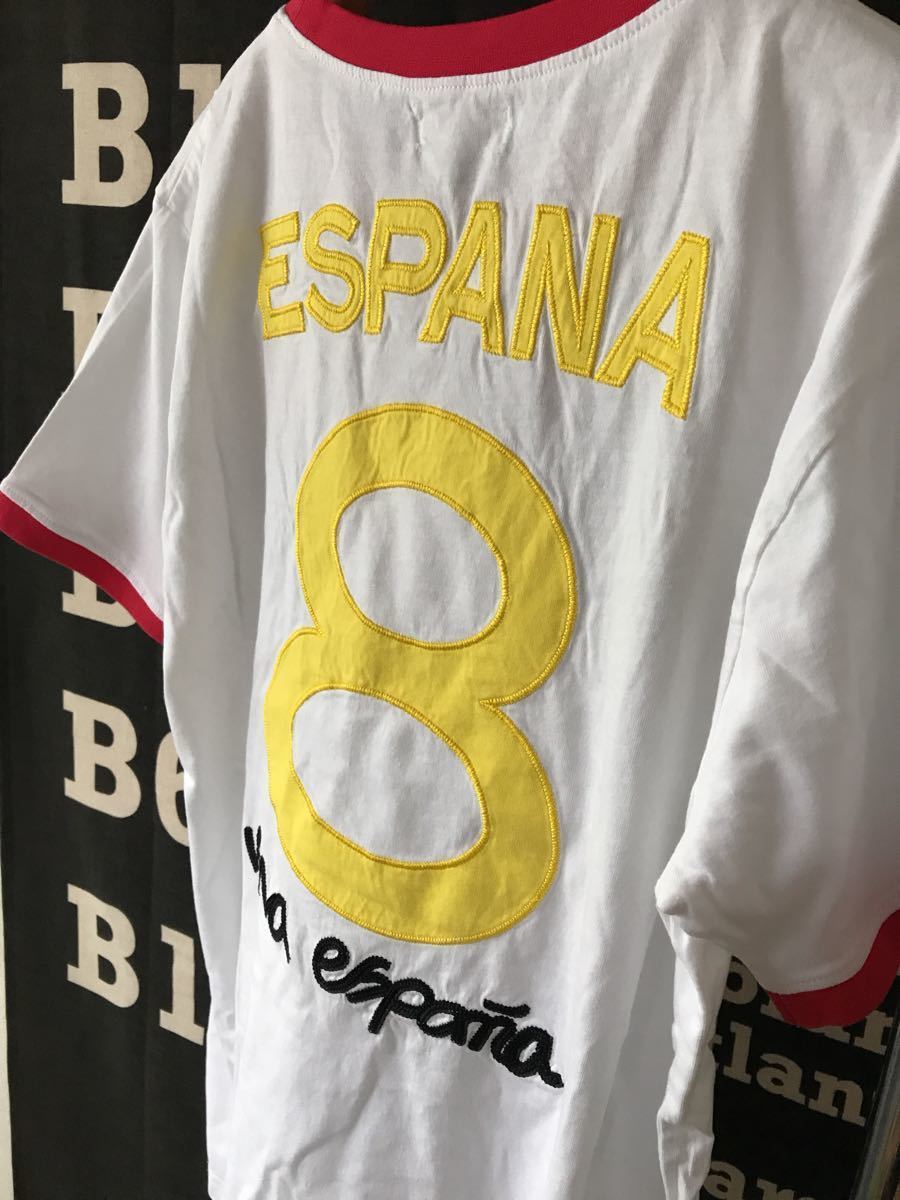 半袖 Tシャツ メンズ サッカー スペイン 代表 シャツ ユニフォーム 背番号8 エスパーニャ メンズL 白 Ｗ杯 新品 ワールドカップ 刺繍の画像4