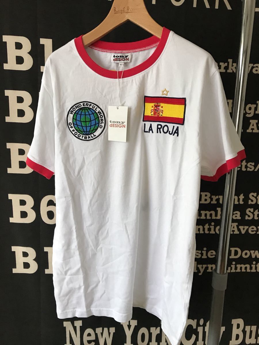 半袖 Tシャツ メンズ サッカー スペイン 代表 シャツ ユニフォーム 背番号8 エスパーニャ メンズL 白 Ｗ杯 新品 ワールドカップ 刺繍_画像2