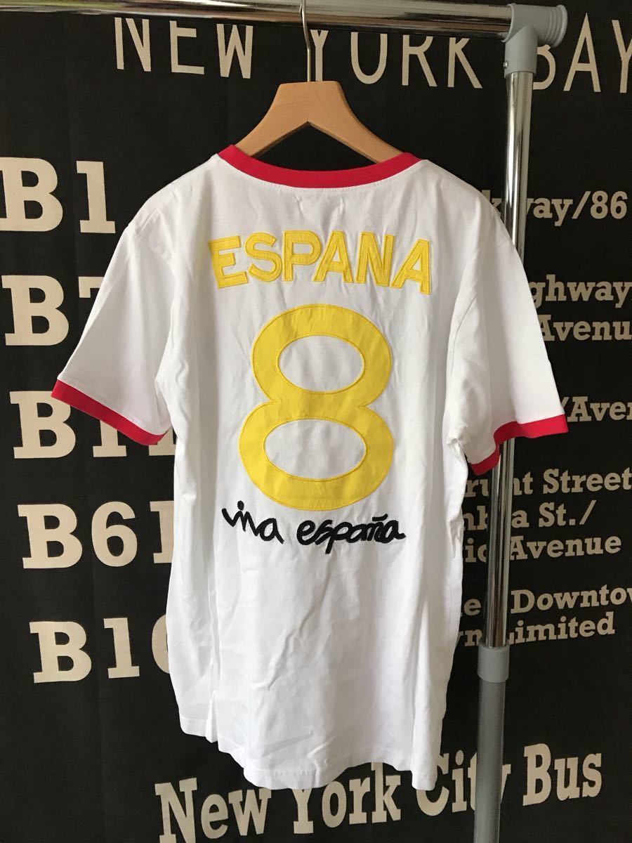 半袖 Tシャツ メンズ サッカー スペイン 代表 シャツ ユニフォーム 背番号8 エスパーニャ メンズL 白 Ｗ杯 新品 ワールドカップ 刺繍_画像1