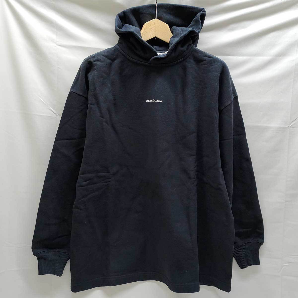 【中古・未使用品】Acne Studios Fikka Stamp Hoodie ロゴフーディ パーカー プルオーバー スウェット 厚手 XS ブラック レディース アクネ_画像1