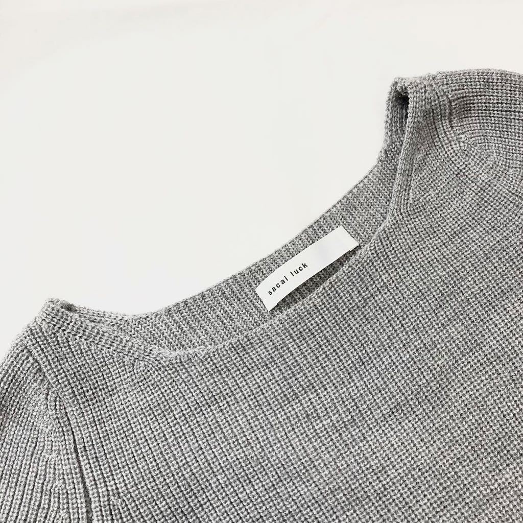 sacai luck 12AW フラワーレース ニットワンピース グレー黄2_画像4