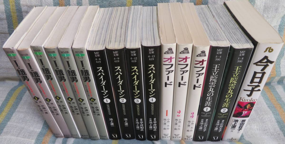 全巻初版【池上遼一 文庫5タイトル16冊】Ｉ・餓男 第1-6巻/スパイダーマン 第1-4巻/オファード 全3巻/王立院雲丸の生涯 全2巻/今日子 全1巻