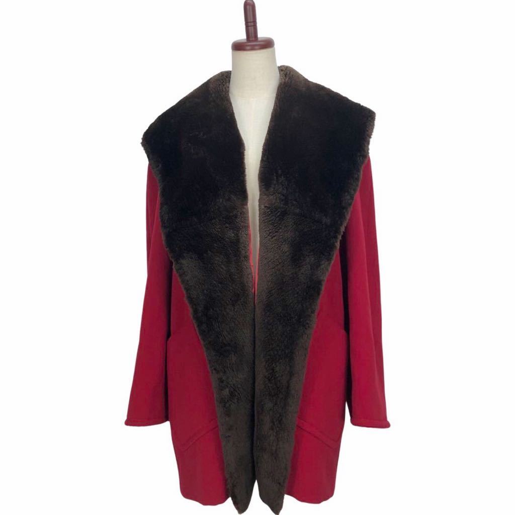 海外最新 GIAN 美品 Vintage FRANCO ジャンフランコフェレ レディース レッド ファー装飾 コート アウター 上着 38表記 FERRE ジャンフランコフェレ 海外最新 GIAN 美品 Vintage FRANCO ジャンフランコフェレ レディース レッド ファー装飾 コート アウター 上着 38表記 FERRE ジャンフランコフェレ