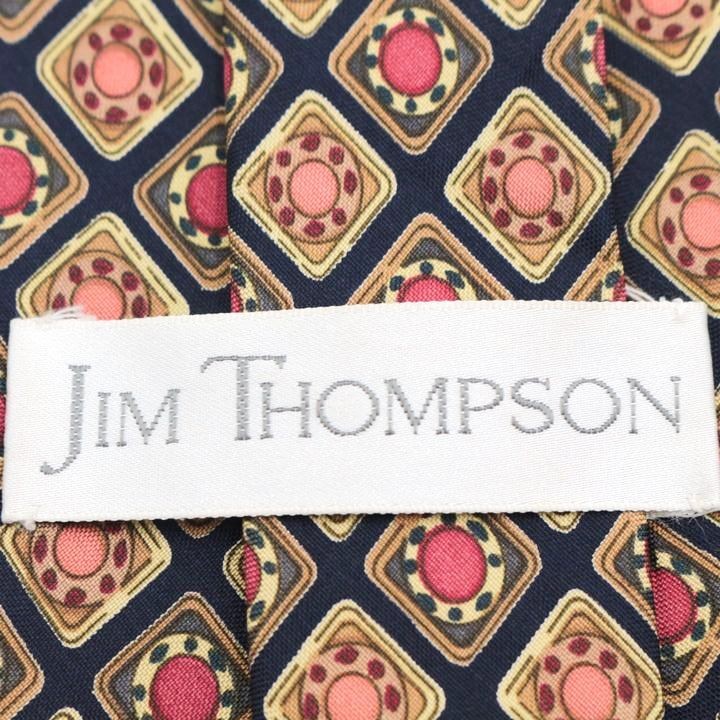 ジムトンプソン 総柄 格子柄 高級 シルク タイ ブランド ネクタイ メンズ レッド 良品 JIM THOMPSON_画像5