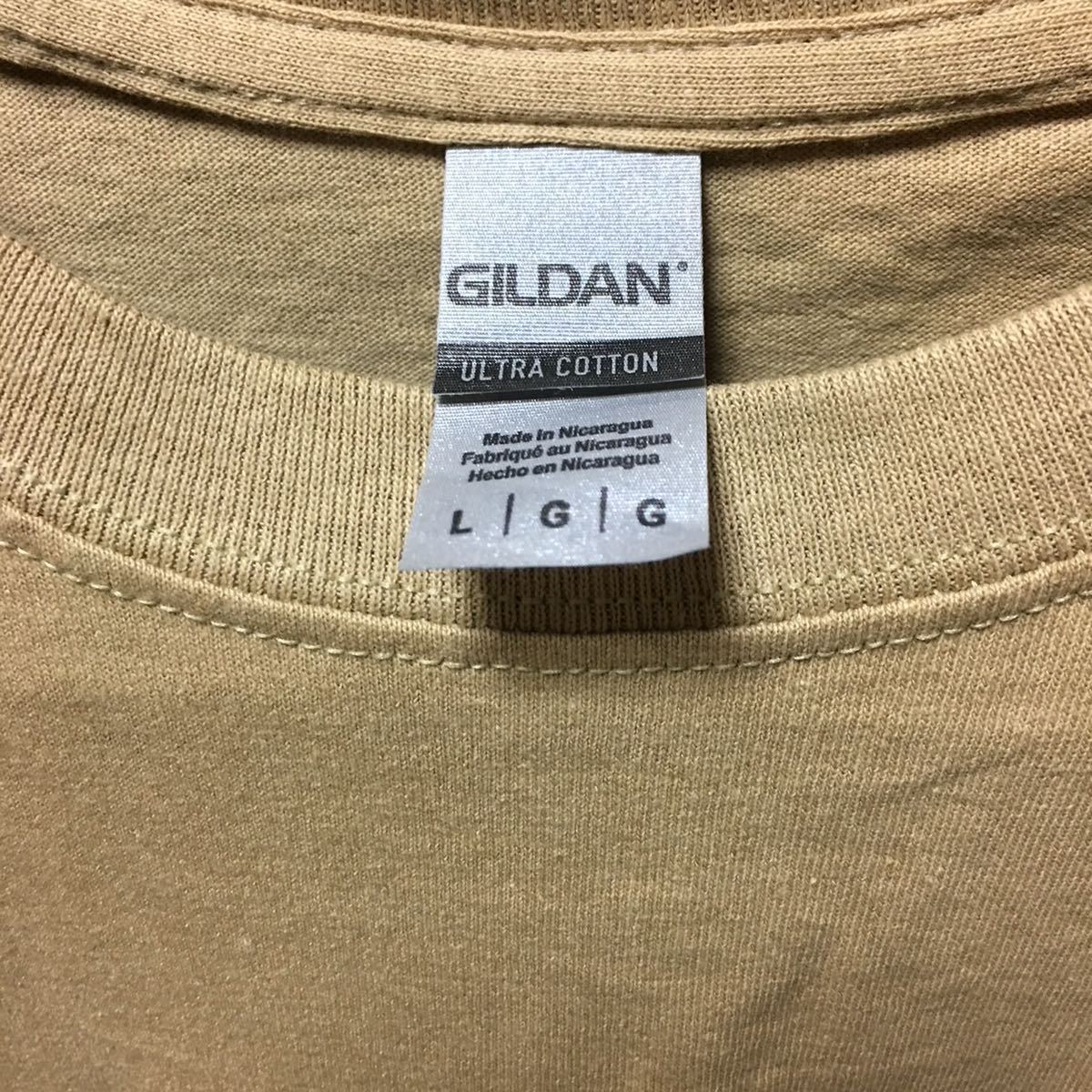 GILDAN タン Lサイズ ベージュ カーキ 半袖無地Tシャツ ポケット無し 6.0oz ギルダン_画像2