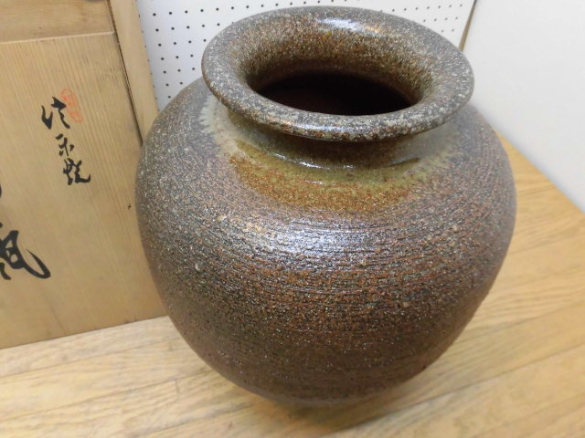 * Shigaraki .. обжиг в печи ваза для цветов Shigaraki ./ ваза круг / красный чай цвет /35cm** быстрое решение когда бесплатная доставка * контрольный номер 1103-6