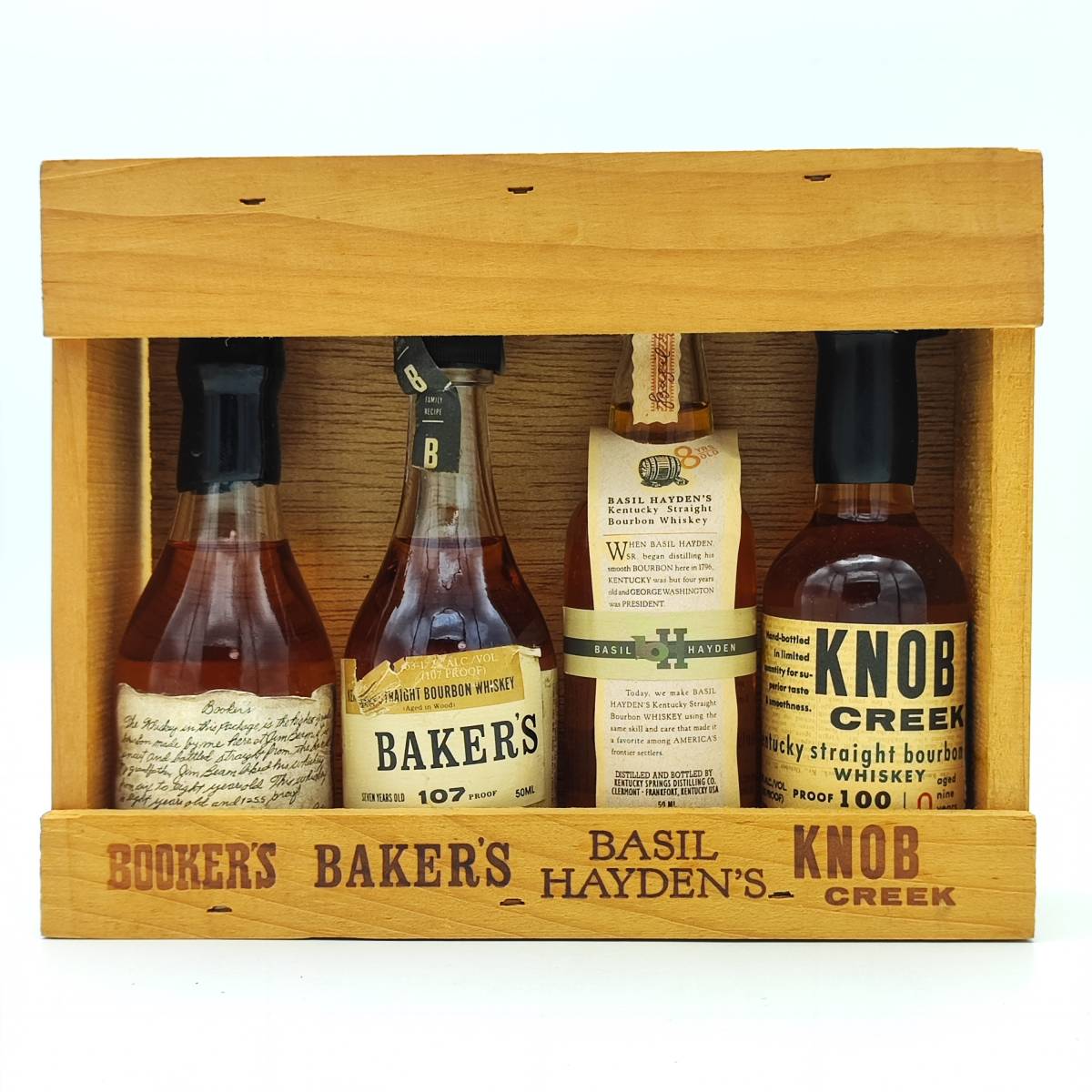 [ nationwide free shipping ]HAND BOTTLED BOURBONS OF TRUE DISTINCTION each 50ml[ Bookers 8 year BOOKER\'S BAKER\'S BASIL HAYDEN\'S KNOB CREEK]