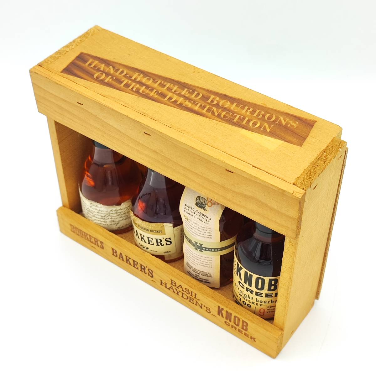 [ nationwide free shipping ]HAND BOTTLED BOURBONS OF TRUE DISTINCTION each 50ml[ Bookers 8 year BOOKER\'S BAKER\'S BASIL HAYDEN\'S KNOB CREEK]