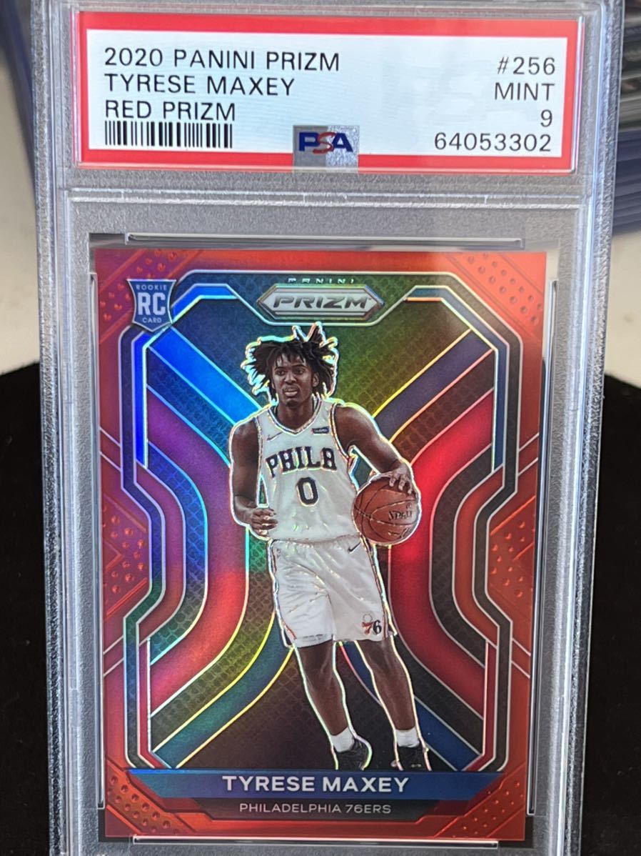2020-21 Panini Red Prizm #256 Tyrese Maxey 76ers RC Rookie /299 PSA 9