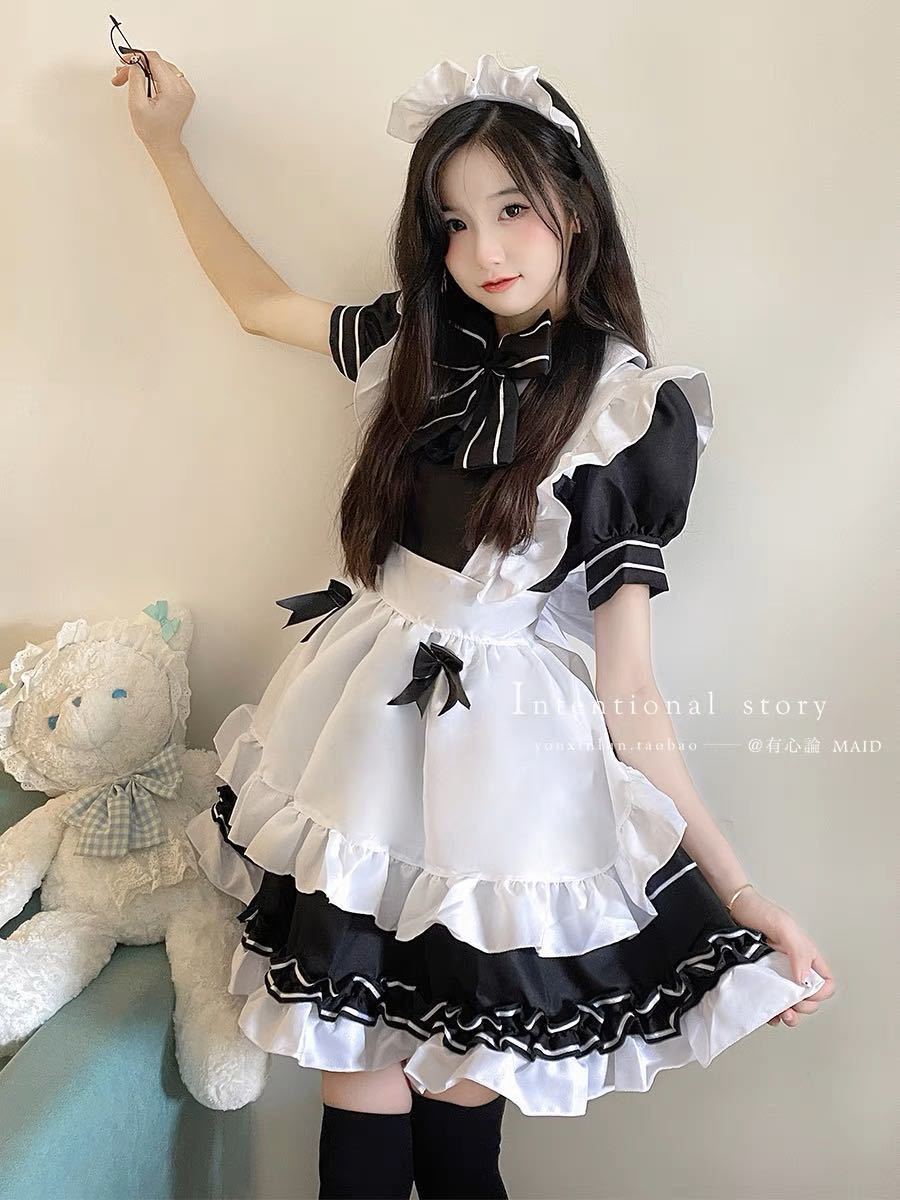 【Sサイズ】クラシック メイド服 コスプレ ロリータ 古典 小悪魔 フルセットの画像5