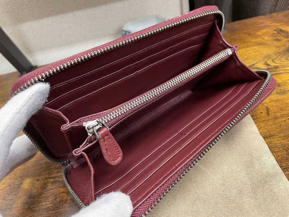 1円 イタリアンレザー 編み込み 本革 ハンドメイド 長財布 牛革