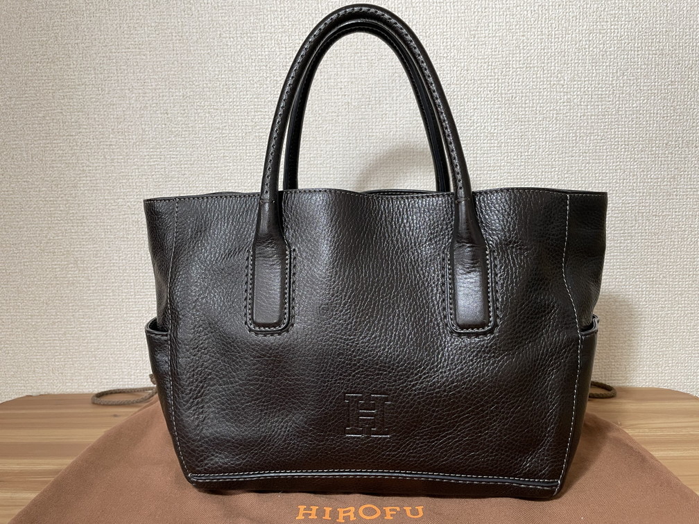 最新入荷 完売モデル 黒です HIROFU ヒロフ 巾着型 レザーバッグ