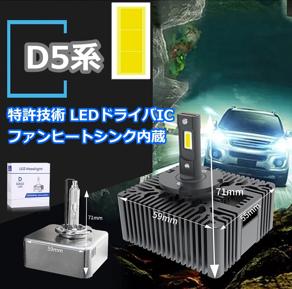 HID変換 LEDヘッドライトバルブ ロービーム ジューク F15 日産 H26.7～ D2S 6500K 35000lm_画像8