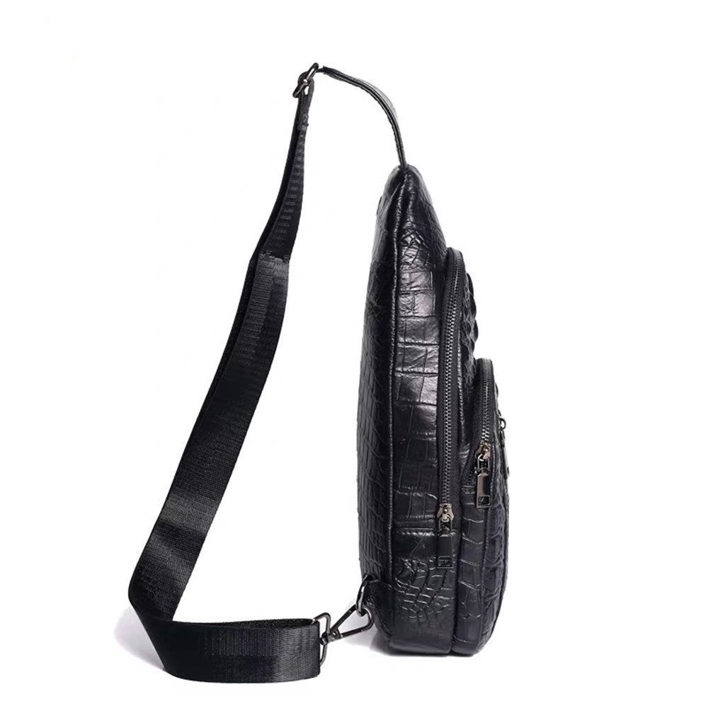 ZJM490 leather crocodile shoulder bag body bag waste to bag diagonal .. genuine article men's business unused top class 