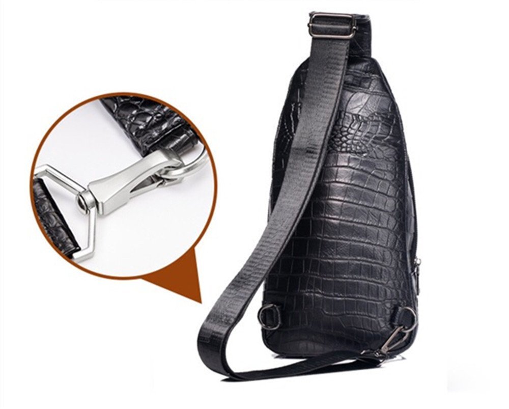 ZJM490 leather crocodile shoulder bag body bag waste to bag diagonal .. genuine article men's business unused top class 