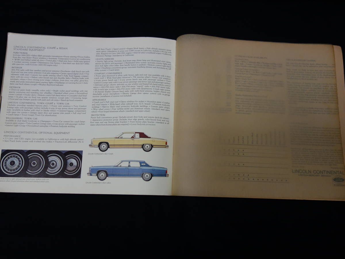 【1978年モデル】フォード リンカーン コンチネンタル / FORD LINCOIN CONTINENTAL 専用 本カタログ / 英語版【当時もの】の画像10
