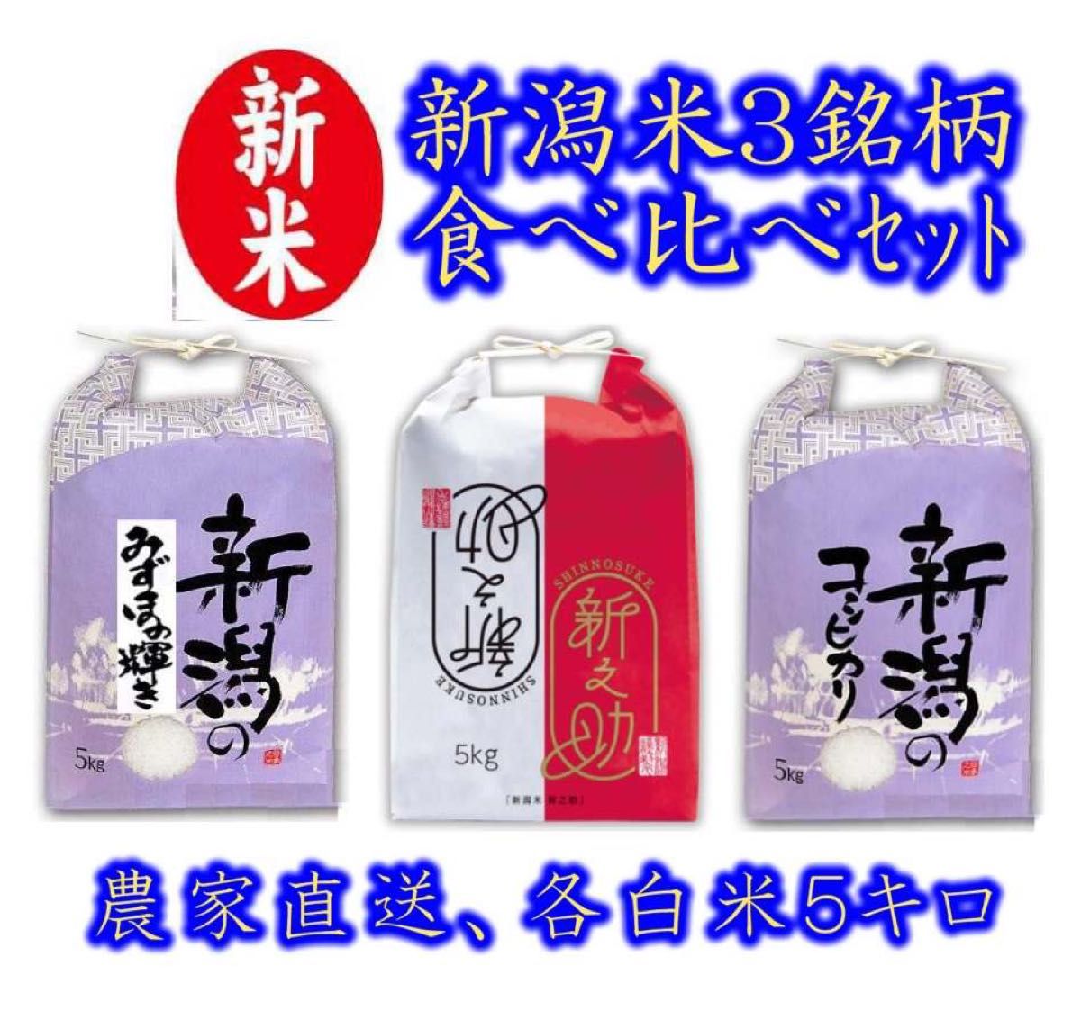 新米・令和4年産 新潟 新之助 白米5kg × 1個☆農家直送☆色彩選別済21