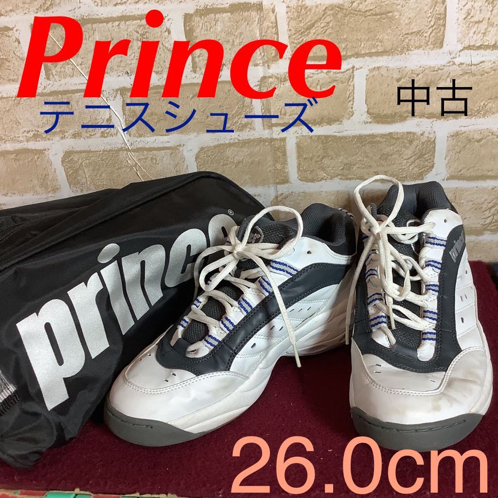 【売り切り!送料無料!】A-249 Prince!テニスシューズ!シューズケース付き!26.0cm!白!スポーツ!趣味!部活動!学校!中古!_画像1
