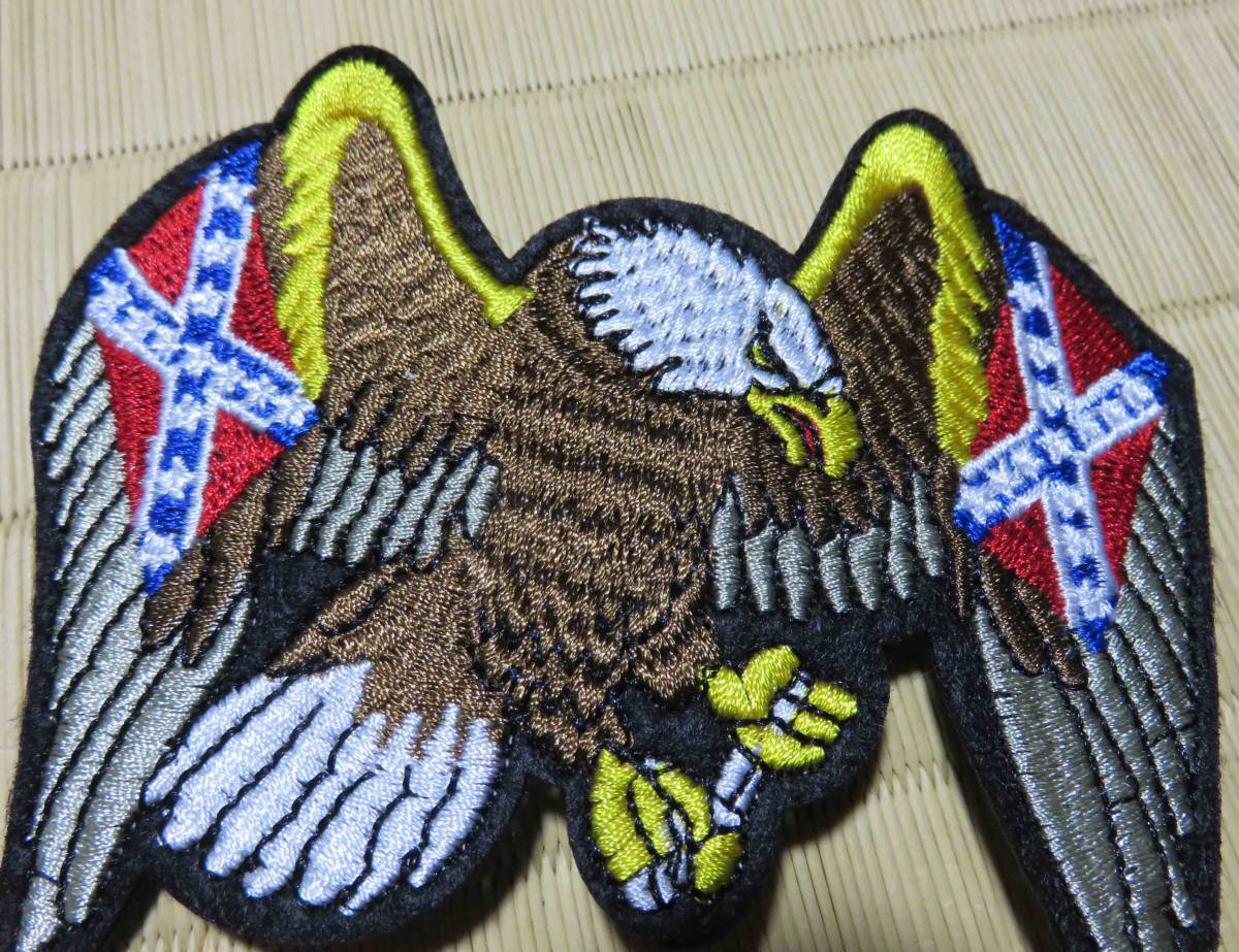 米国自由旗鷲◆新品アメリカ　イーグル　海軍旗 レベルフラッグRebel Flag刺繍ワッペン◆ミリタリーUSオートバイ　バイク　自動車　ロック_画像3