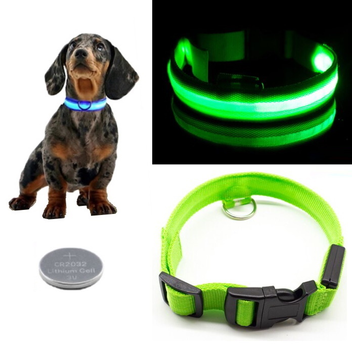 【ペット用品】光る首輪＊LEDグリーンL（電池式）犬・猫など＊ルミナスリング_グリーン