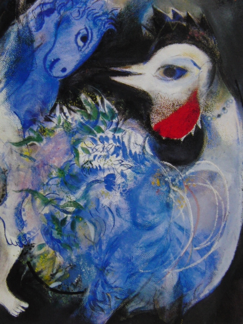 マルク シャガール 【花の中の鳥】 希少画集より 状態良好 新品高級額装付 送料無料 洋画 絵画 Marc Chagall ガッシュ パステル