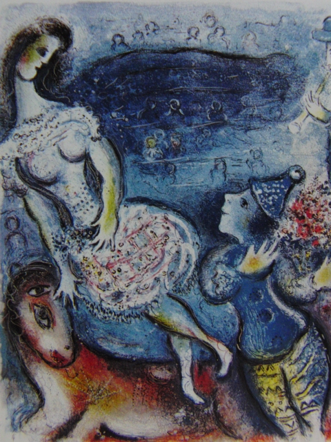 最新情報 マルク Chagall、3 Marc 絵画 シャガール、【サーカス】、希少画集より、状態良好、新品高級額装付、送料無料、洋画 石版画、リトグラフ