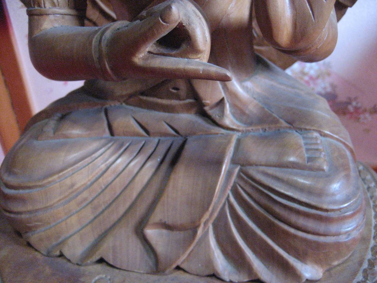 中国仏教美術 木製 時代 一刀彫 蓮乗観音菩薩