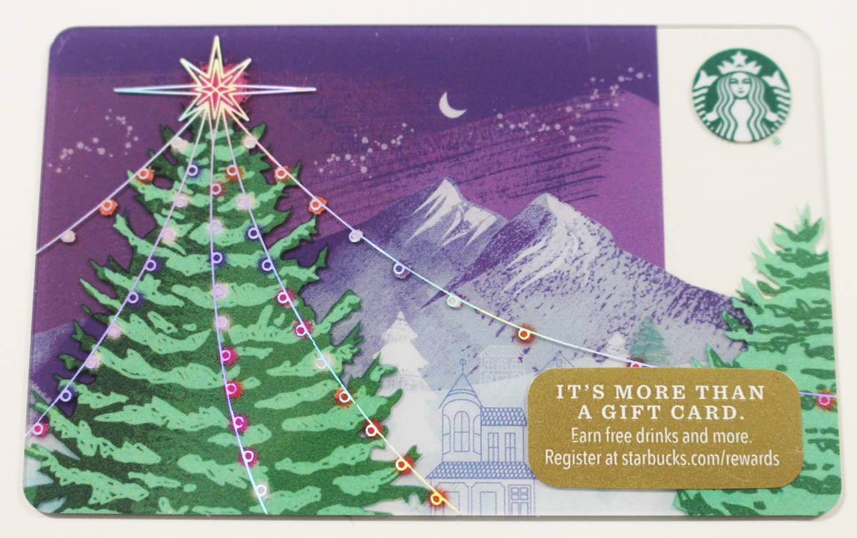 北米スターバックスカード2017ホリデー限定クリスマス ツリー アメリカUSA海外スタバカード クリスマスツリー ナイト イルミネーション_画像1
