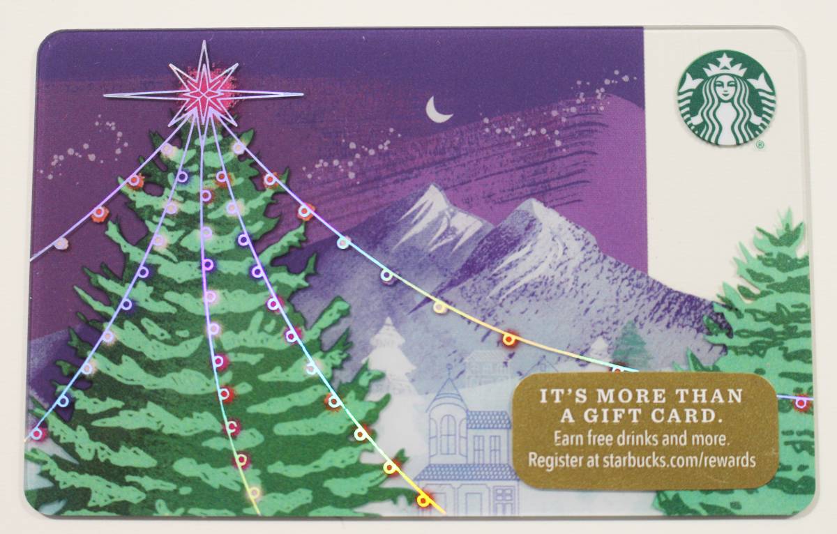 北米スターバックスカード2017ホリデー限定クリスマス ツリー アメリカUSA海外スタバカード クリスマスツリー ナイト イルミネーション_画像3
