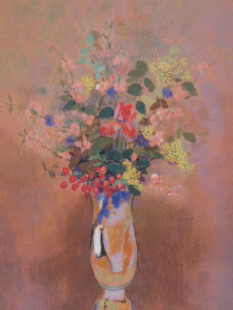 オディロン・ルドン、「青い花瓶の花2」、希少画集画、新品高級額・額装付き、状態良好、送料込み