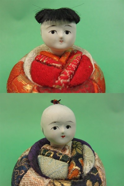  antique wood grain included . doll hinaningyou .. doll one against Japanese doll 