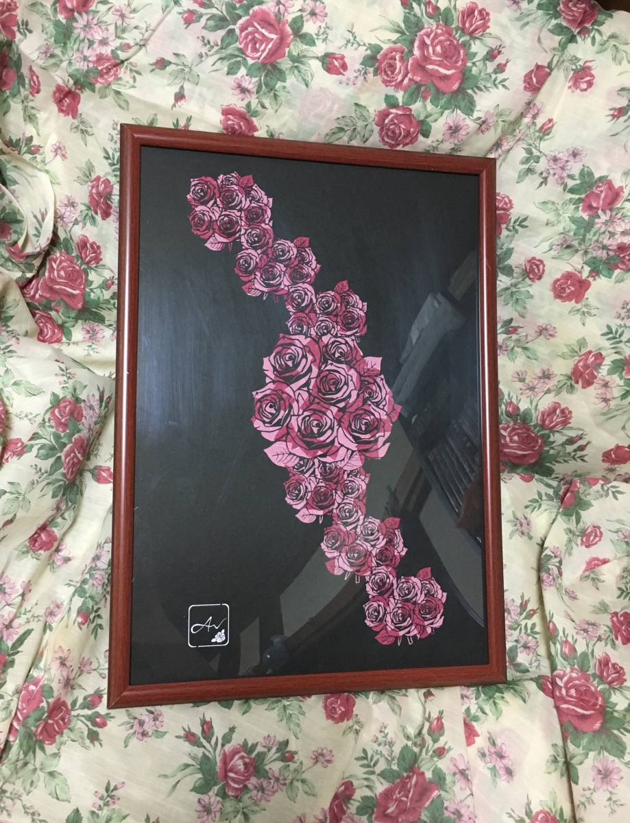 バラの切り絵 ▼ アート作品 薔薇の切り絵 (絵画 アート 美術品 芸術品) ばら 恋愛運UP ラッキーアイテム 販売用 プレゼントに 贈り物に 22_画像4