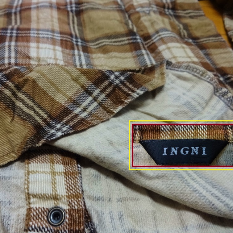 INGNI check flannel shirt [ width of a garment about 79 cm ] cotton 100% Brown 