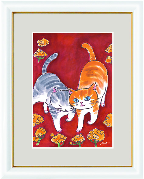 洋美　幸せのねこ　ときめきねこ-愛情運南　絵画　ジクレー　新品_画像1