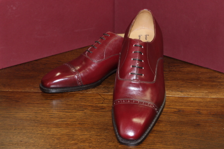  unused Enzo Bonafe (entsobonafe) ART. 3773 inside feather punch do cap tu leather shoes / 6 1/2 / bordeaux / gentleman shoes / leather shoes 