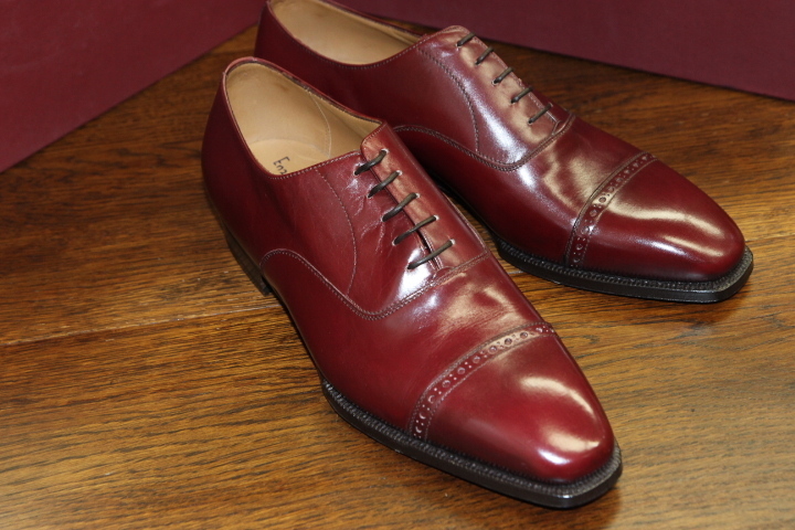  unused Enzo Bonafe (entsobonafe) ART. 3773 inside feather punch do cap tu leather shoes / 6 1/2 / bordeaux / gentleman shoes / leather shoes 