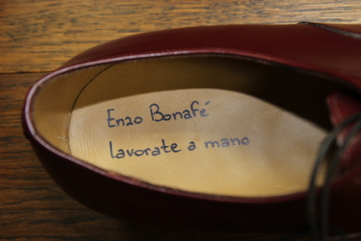  unused Enzo Bonafe (entsobonafe) ART. 3773 inside feather punch do cap tu leather shoes / 6 1/2 / bordeaux / gentleman shoes / leather shoes 