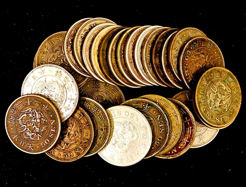 竜50銭銀貨 30枚 まとめて おまとめ 50銭 銀貨 古銭 コイン 硬貨 貨幣
