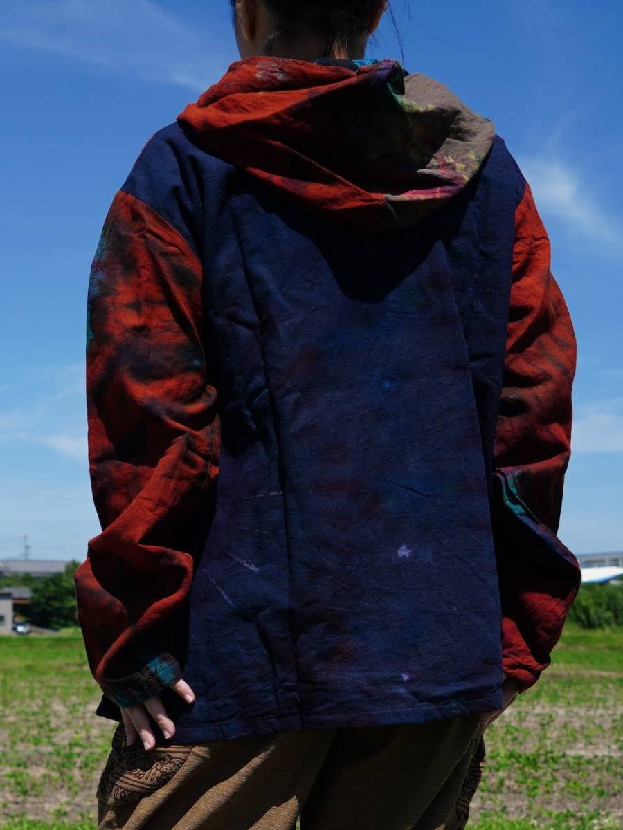 ★エスニック タイダイ ジップアップ フーディー ★送料込新品G★パーカー Tiedye 裏地付 ユニセックス