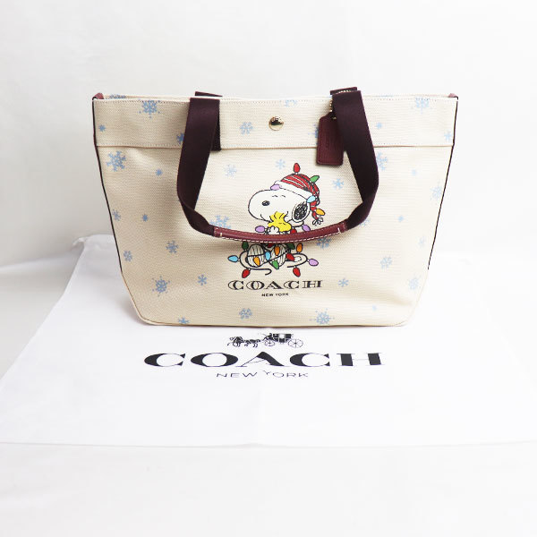 コーチ COACH COACH X PEANUTS トート・キャンバス・スヌーピー アイス スケート モチーフ CE854 IMNAM/未使用/買取品アウトレット
