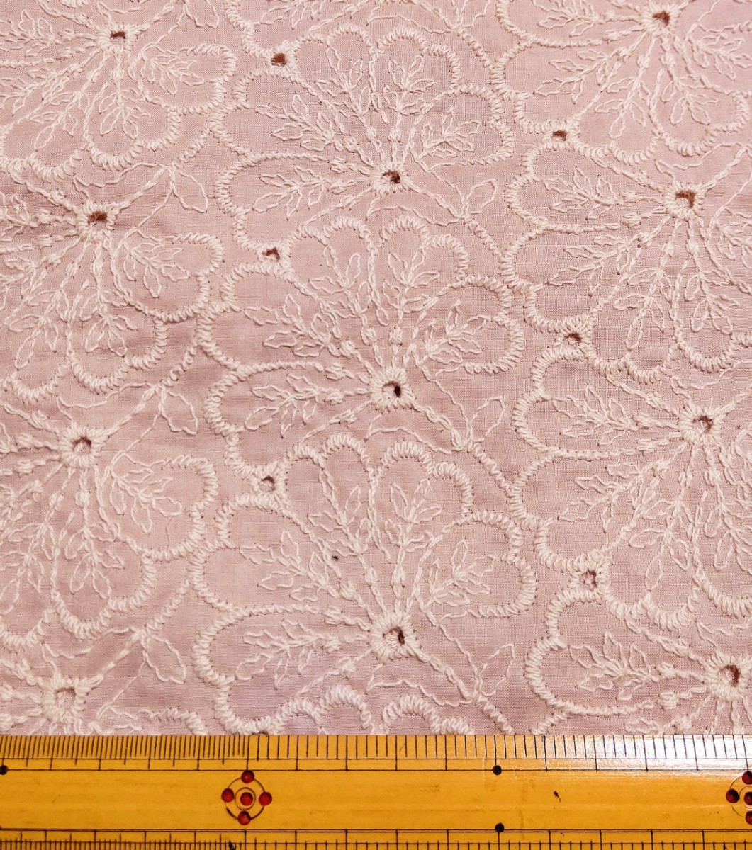 刺繍 レース 生地 フラワー くすみピンク 99cm×100cm 国産 高級 刺繍 レース 生地 フラワー くすみピンク 99cm×100cm 国産 高級